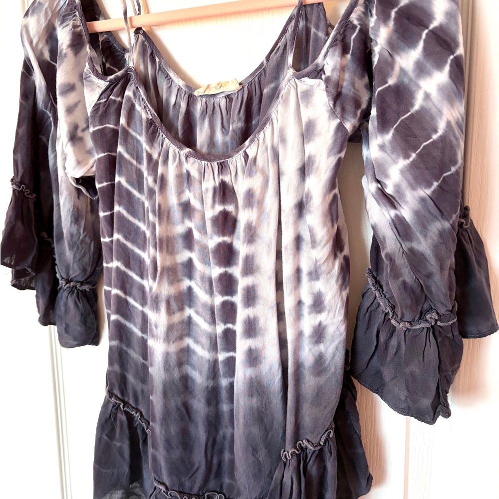 Anthropologie for Entro GrapeTie-Dye Rayon Off-Shoulder Blouse. Boho Festival 🍇